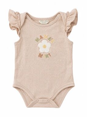 Rabbit + Bear Organic Cotton Pink Floral Ruffle-Sleeve One-Piece